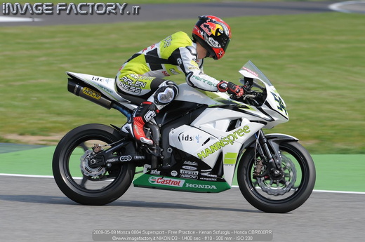 2009-05-09 Monza 0804 Supersport - Free Practice - Kenan Sofuoglu - Honda CBR600RR